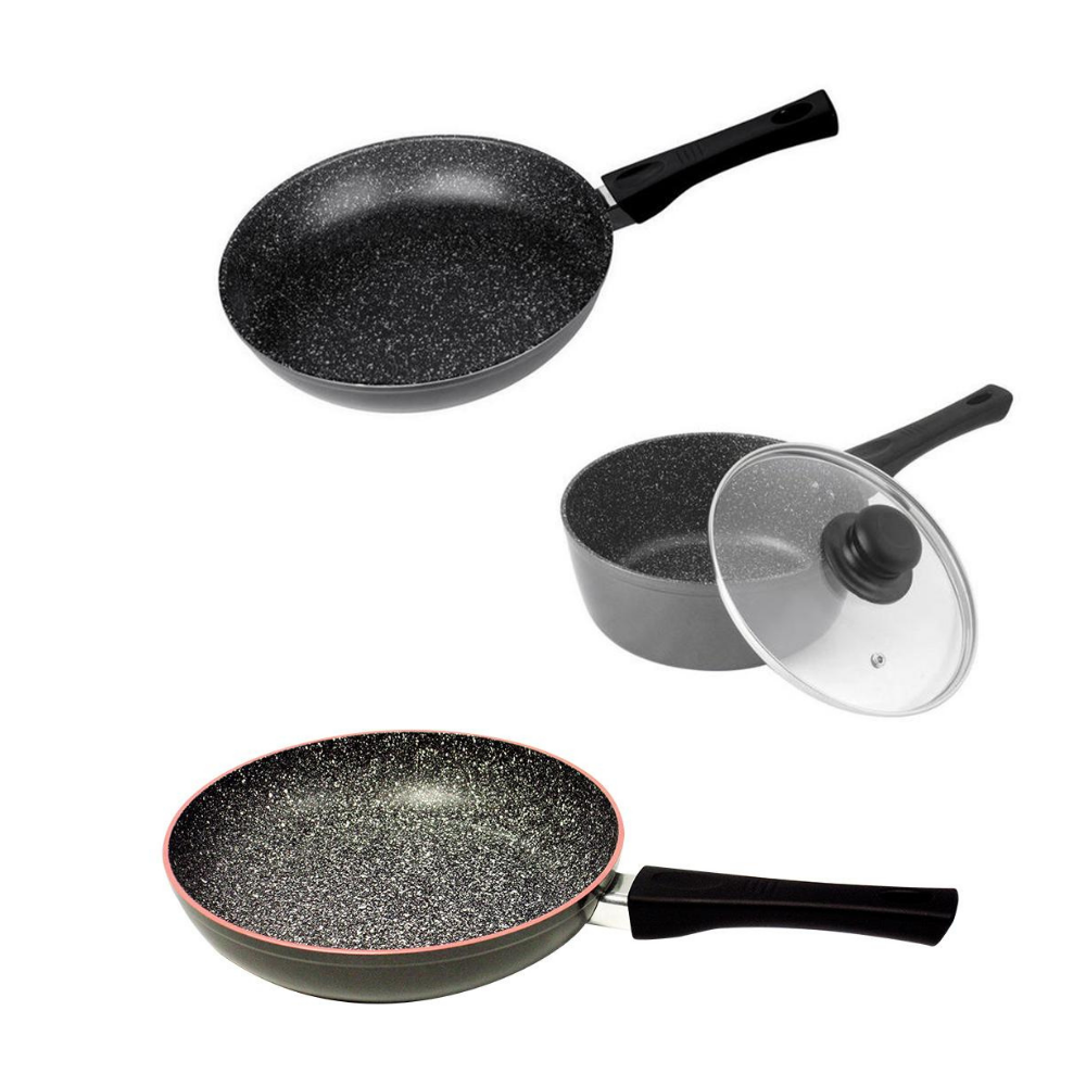 Stonewell | Heat Sensor Pan 32 cm + Pan 24cm + 16cm pot with glass lid